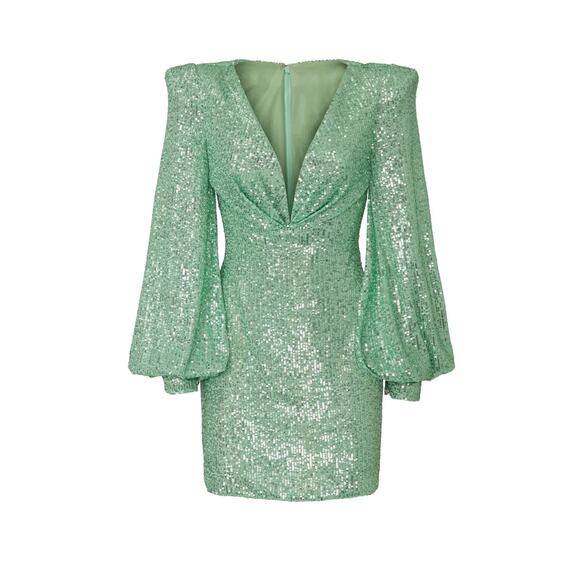 Ieena for Mac Duggal Sequin Blouson Sleeve Dress Size 12 - Picture 6 of 12